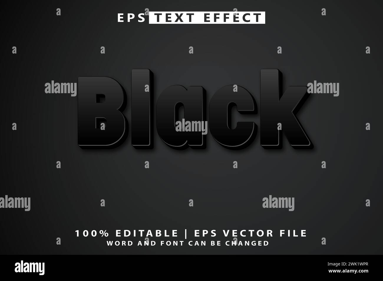 Editable text in Black on a posh black background Stock Vector