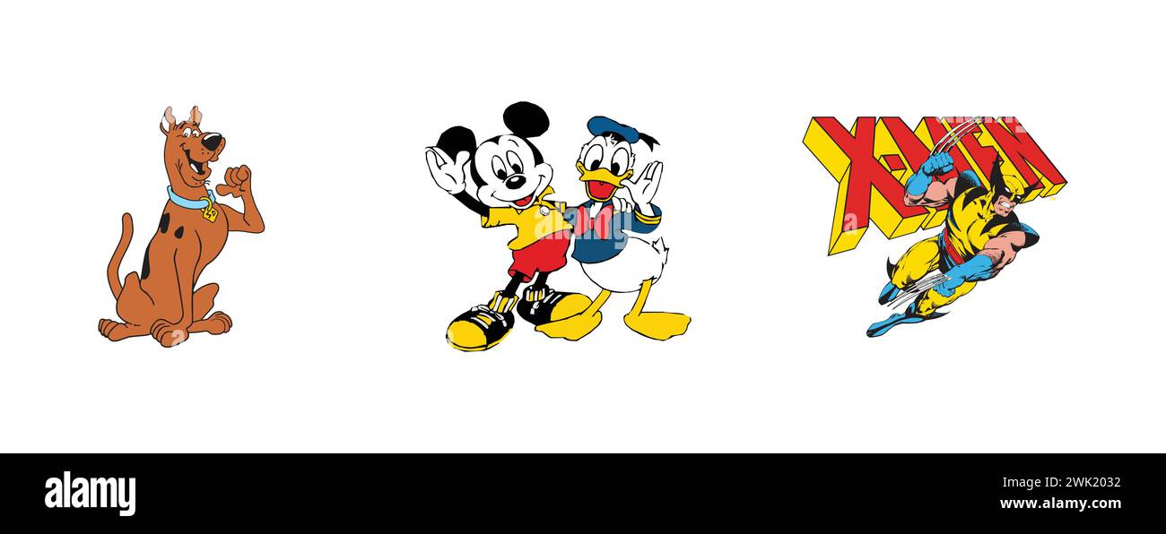 Scooby doo, Wolverine, mickey mouse & donald duck. Arts and design
