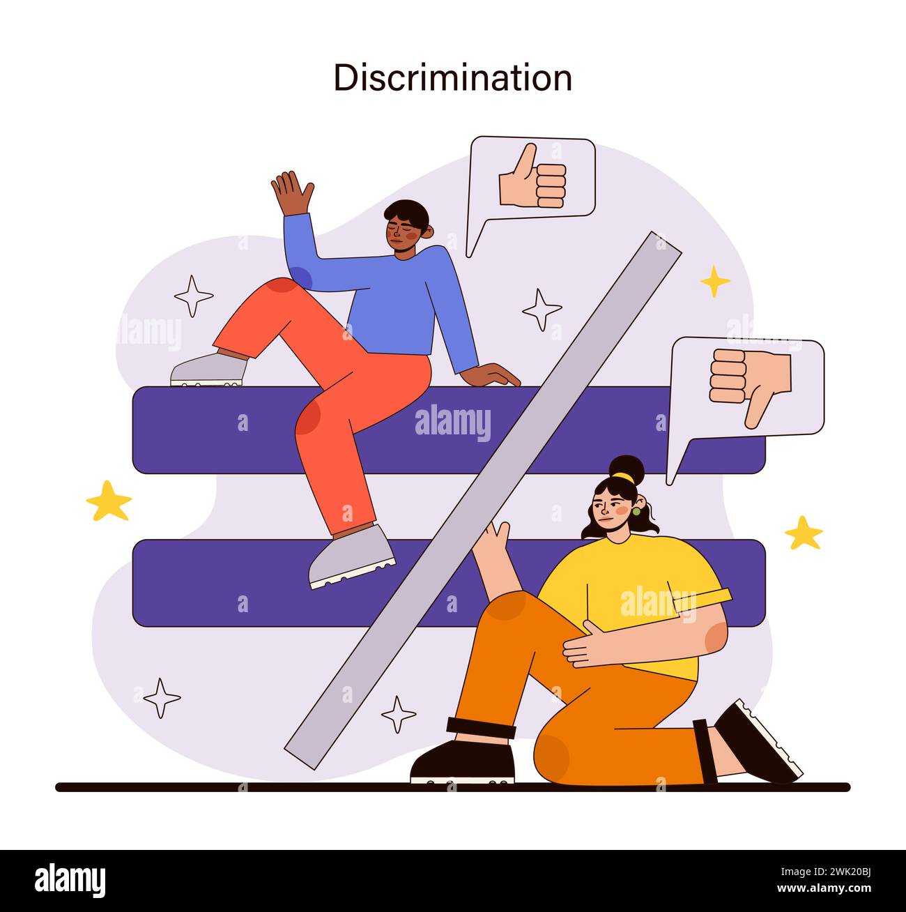 Discrimination Concept Illustration Showcasing Societal Barriers And 