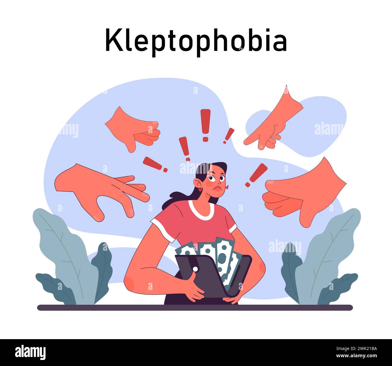 Kleptophobia. Human's irrational inner fears and panic. Mental disorder ...