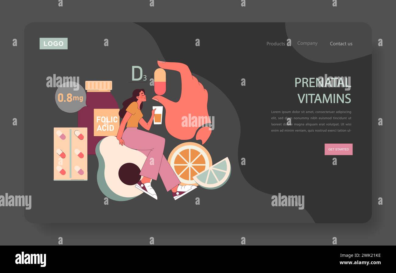 Prenatal Vitamins concept. An expecting mother takes essential