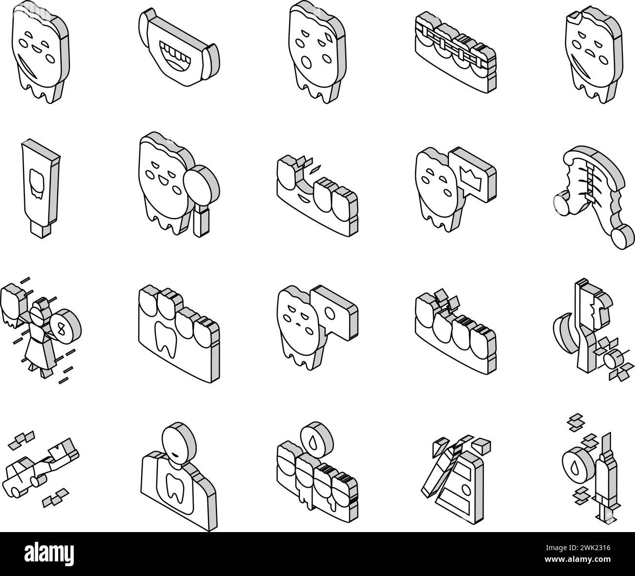 Children Dentist Dental Care isometric icons set vector Stock Vector ...