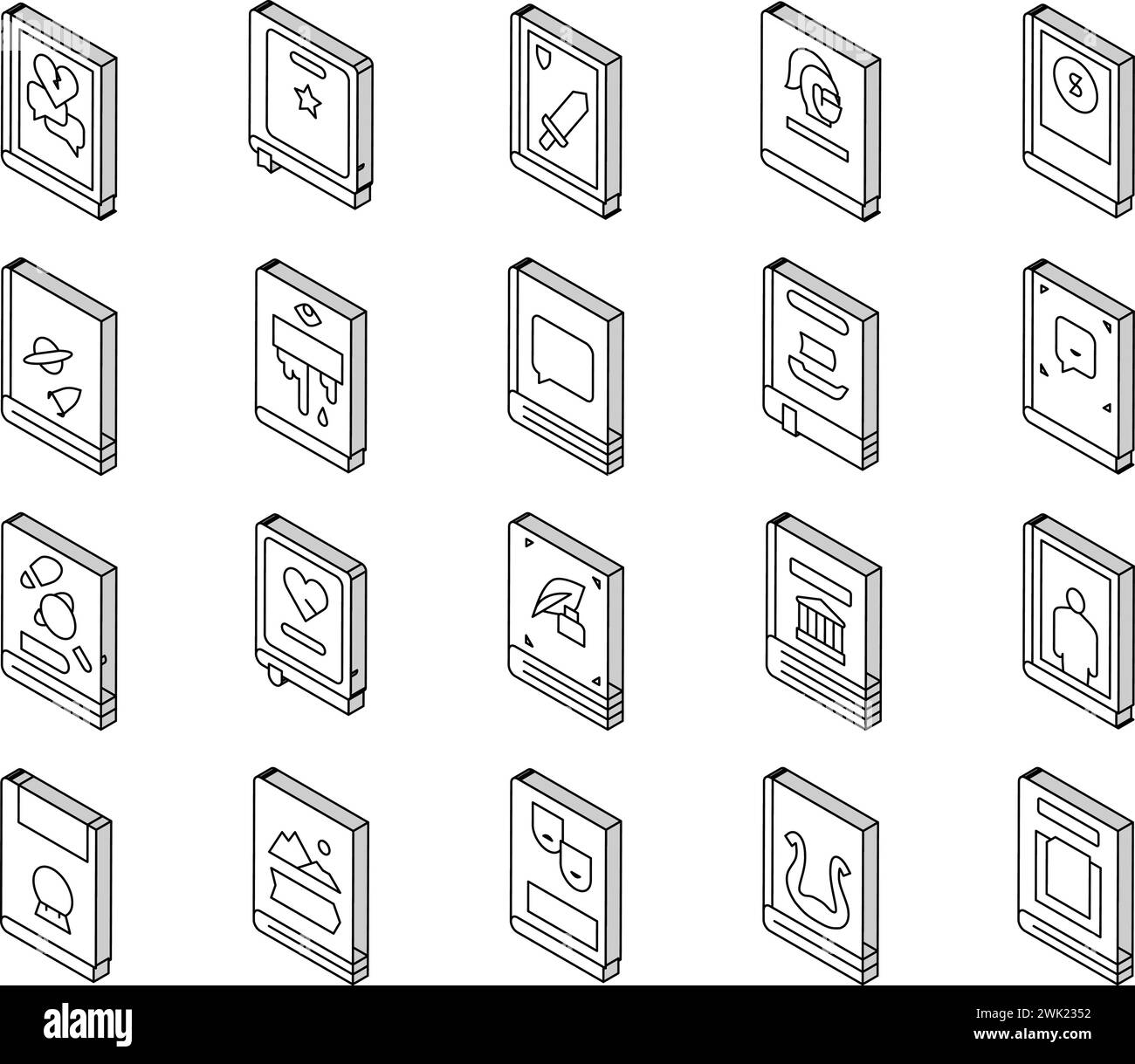 Literary Genres Books Collection isometric icons set vector Stock ...