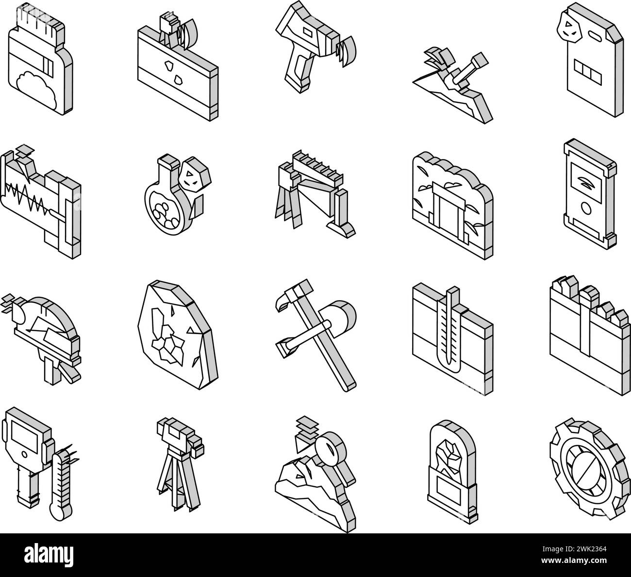Geology Researching Collection isometric icons set vector Stock Vector ...