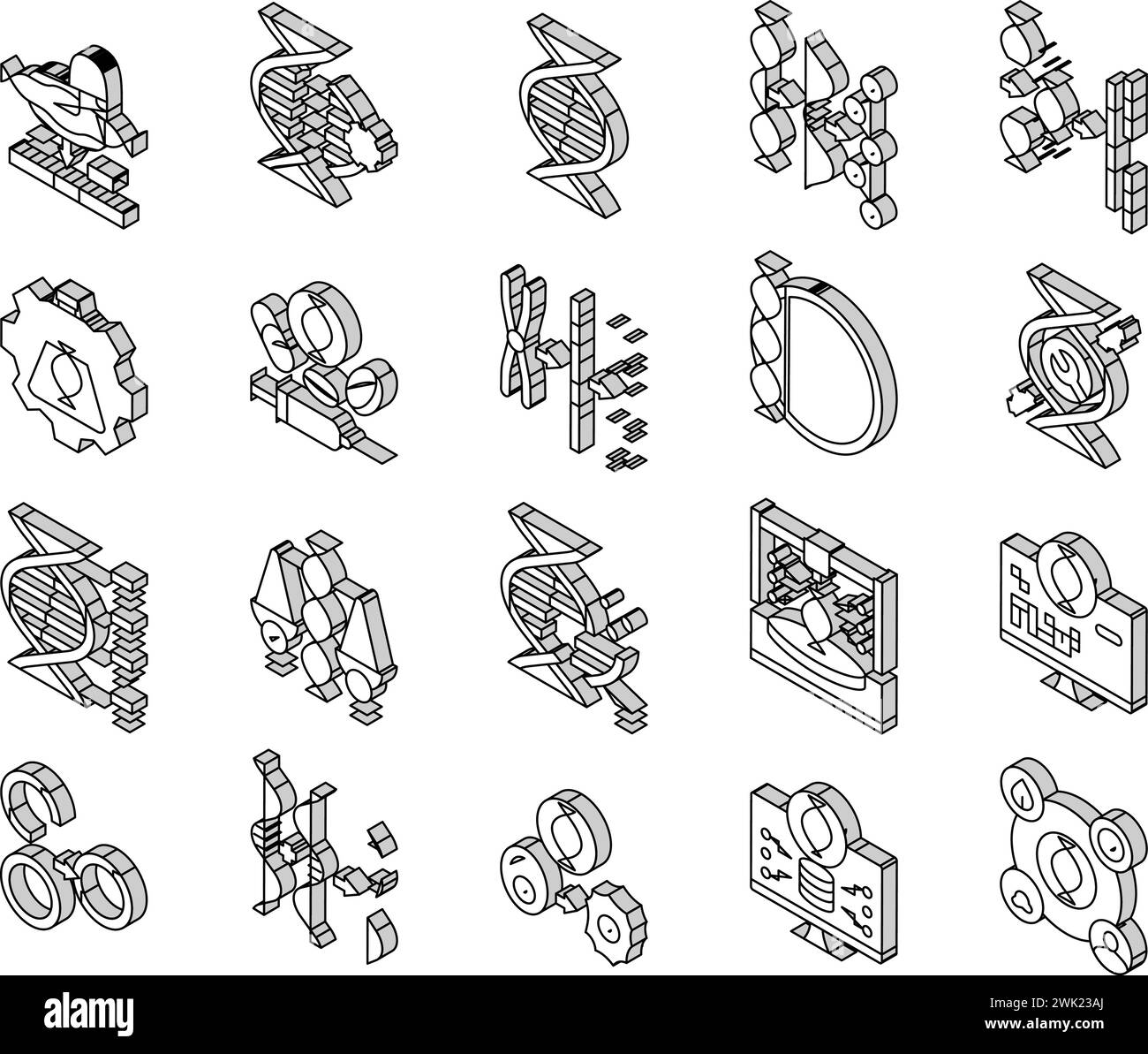 cryptogenetics dna gene helix isometric icons set vector Stock Vector ...