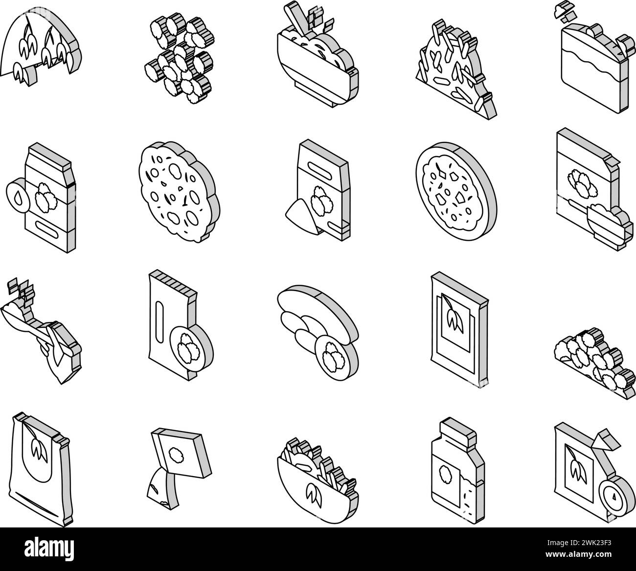 Oatmeal Nutrition Collection isometric icons set vector Stock Vector