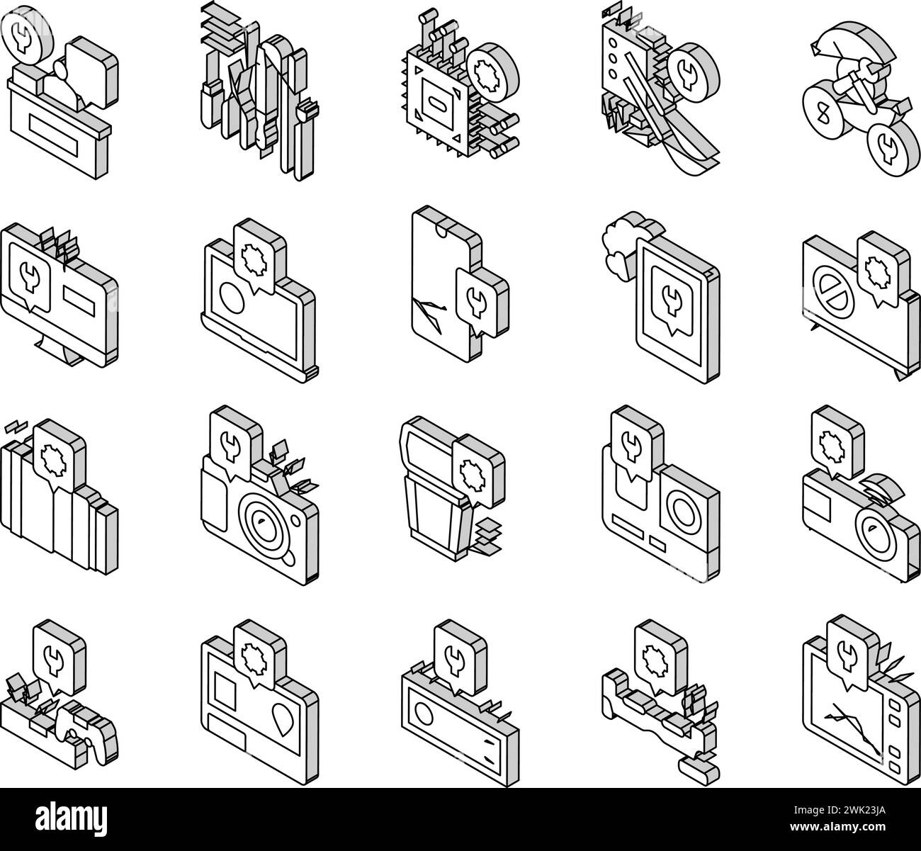 Electronic Repair Collection isometric icons set vector Stock Vector ...