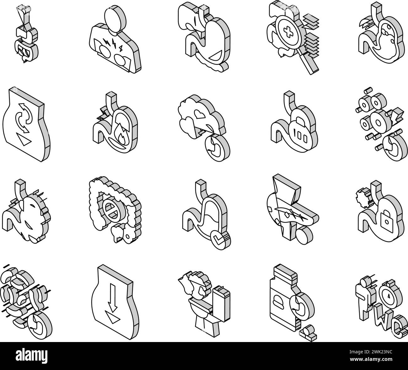 Digestion Disease And Treatment isometric icons set vector Stock Vector