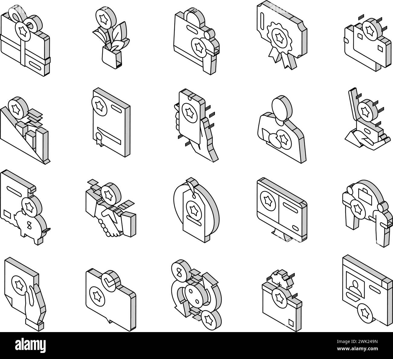 Bonus Present Of Sales Collection isometric icons set vector Stock ...