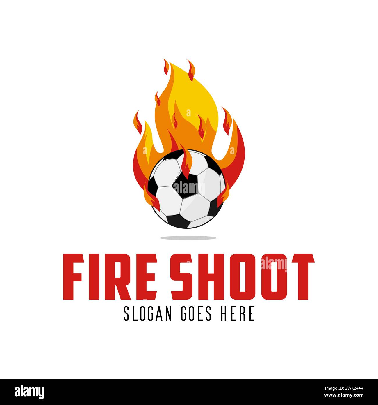 Fire Shoot Logo Design. Abstract Soccer Ball Combination With Fire Concept Symbol Design Stock Vector