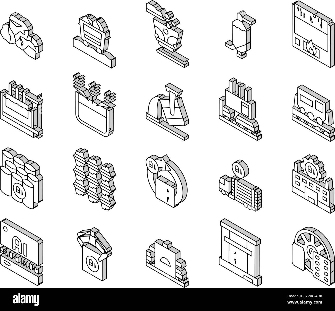 Aluminium Production Collection isometric icons set vector Stock Vector ...