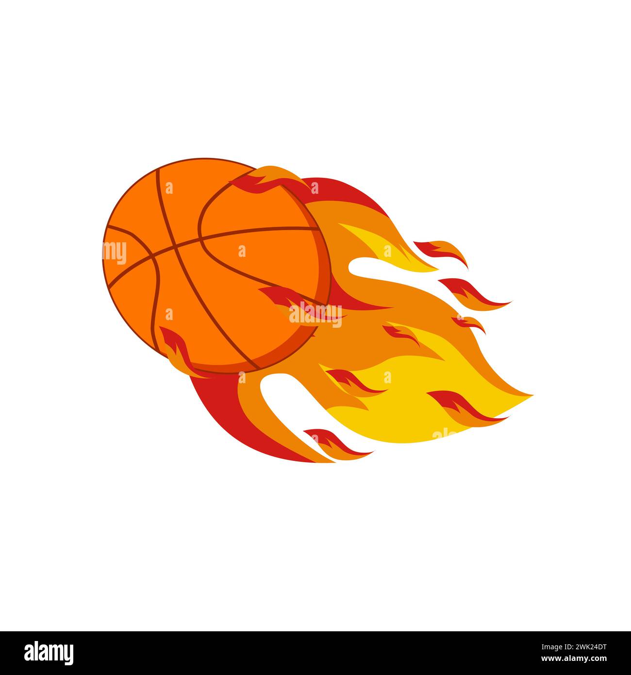 Illustration of Flying Basket ball on fire Stock Vector