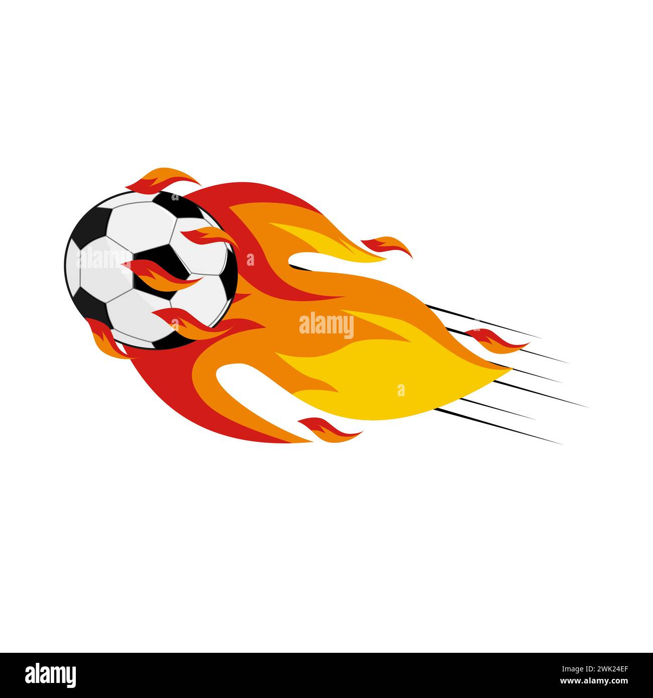Illustration of Flying Soccer ball on fire Stock Vector