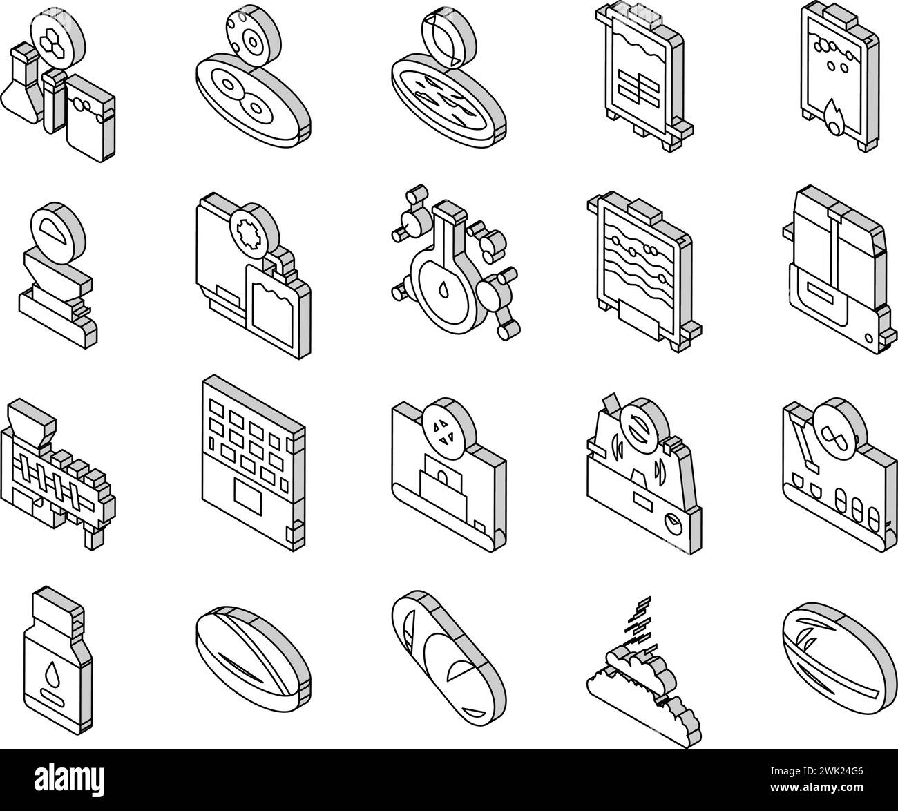 Pharmaceutical Production Factory isometric icons set vector Stock ...