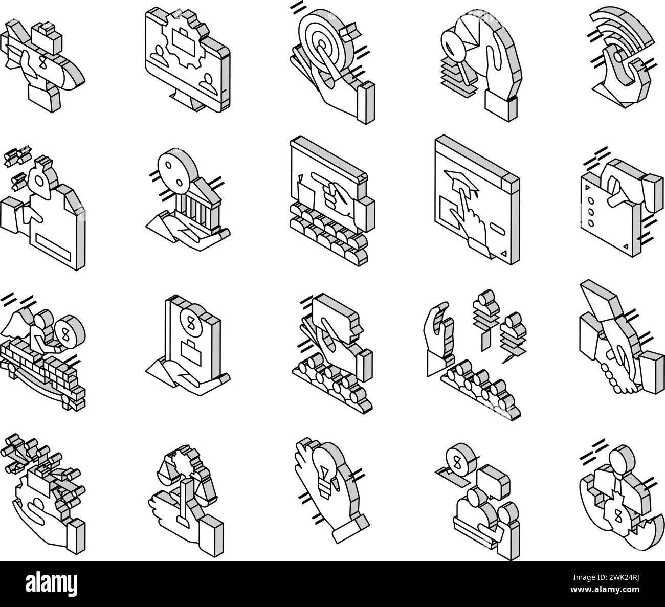 Business Incubator Collection isometric icons set vector Stock Vector ...