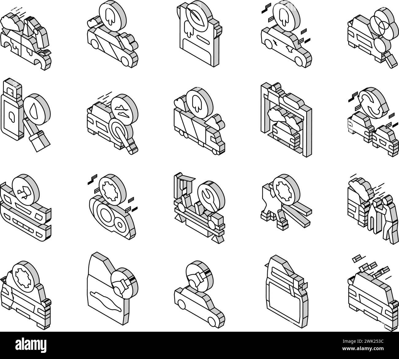 Car Painting Service Collection isometric icons set vector Stock Vector