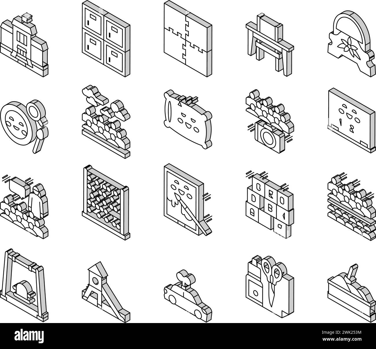 Kindergarten Activity Collection isometric icons set vector Stock ...