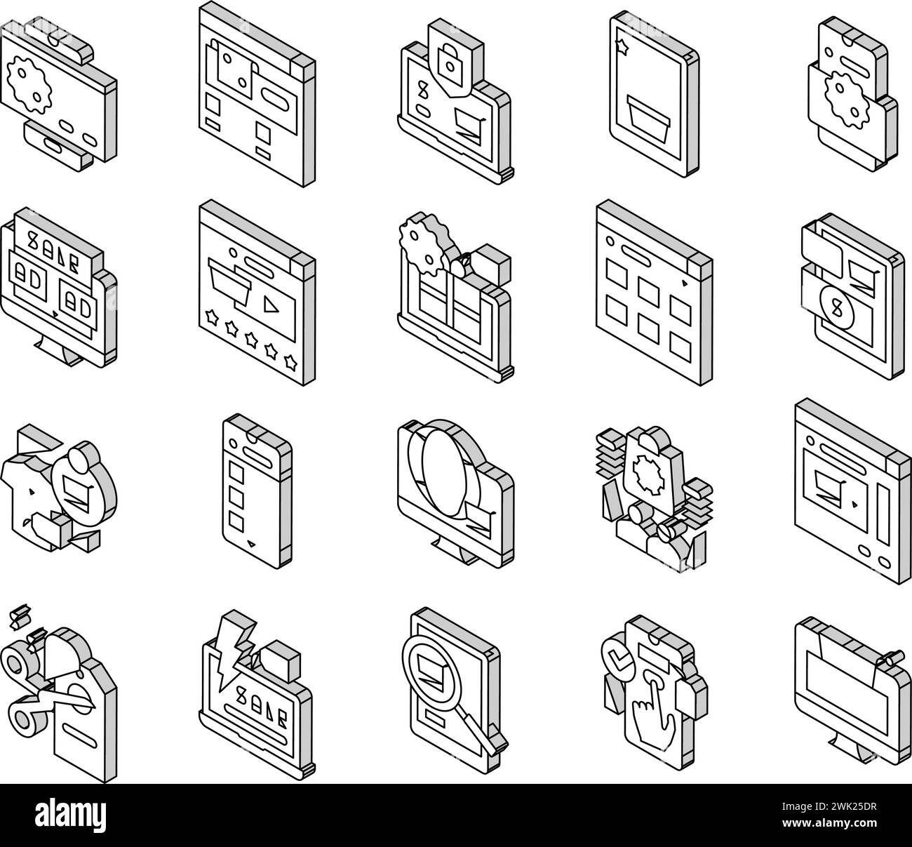 Ecommerce And Online Shopping isometric icons set vector Stock Vector ...