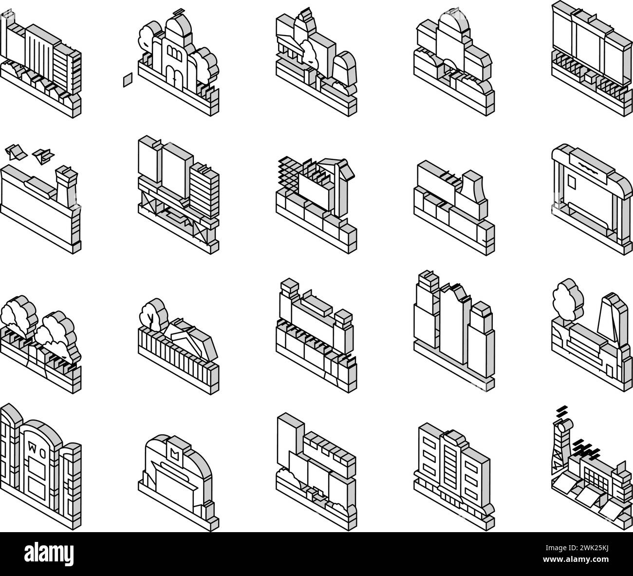 City Construction And Landscape isometric icons set vector Stock Vector ...