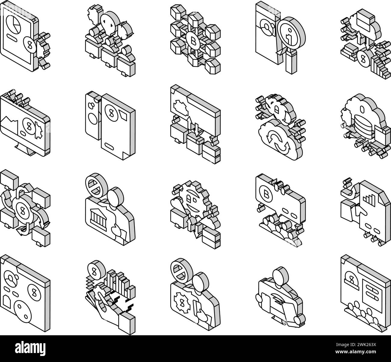Fintech Financial Technology isometric icons set vector Stock Vector ...