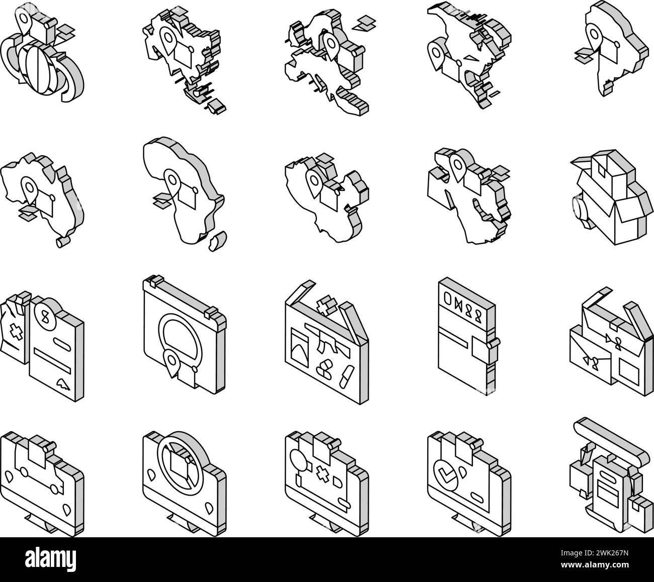 Shipment Tracking International isometric icons set vector Stock Vector ...