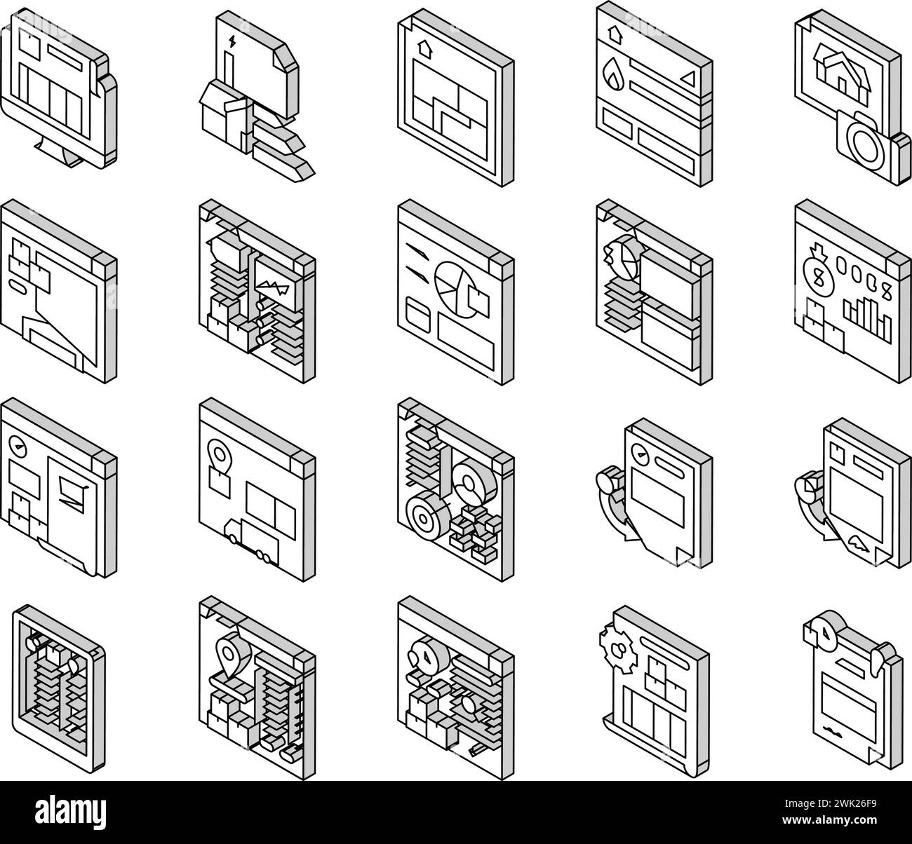 Inventory icons Black and White Stock Photos & Images - Alamy