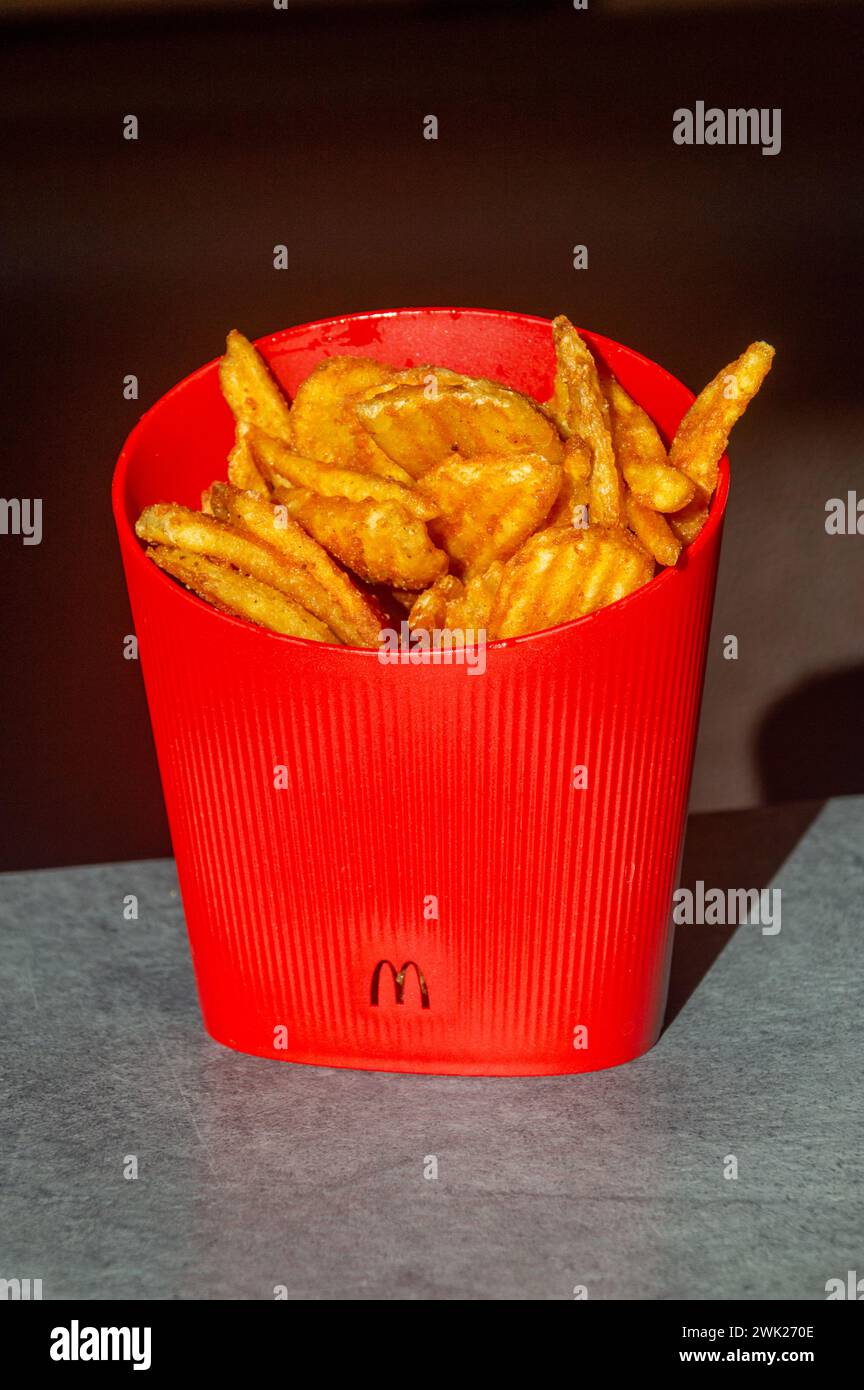 Castets, France November 19, 2023 McDonald's potato wedges in