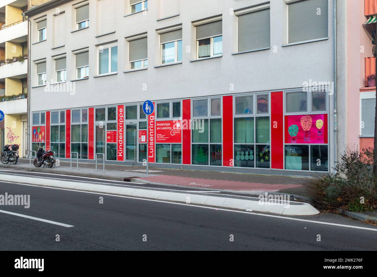 Mannheim, Germany - December 17, 2023: Daycare center at Luisenring. Stock Photo
