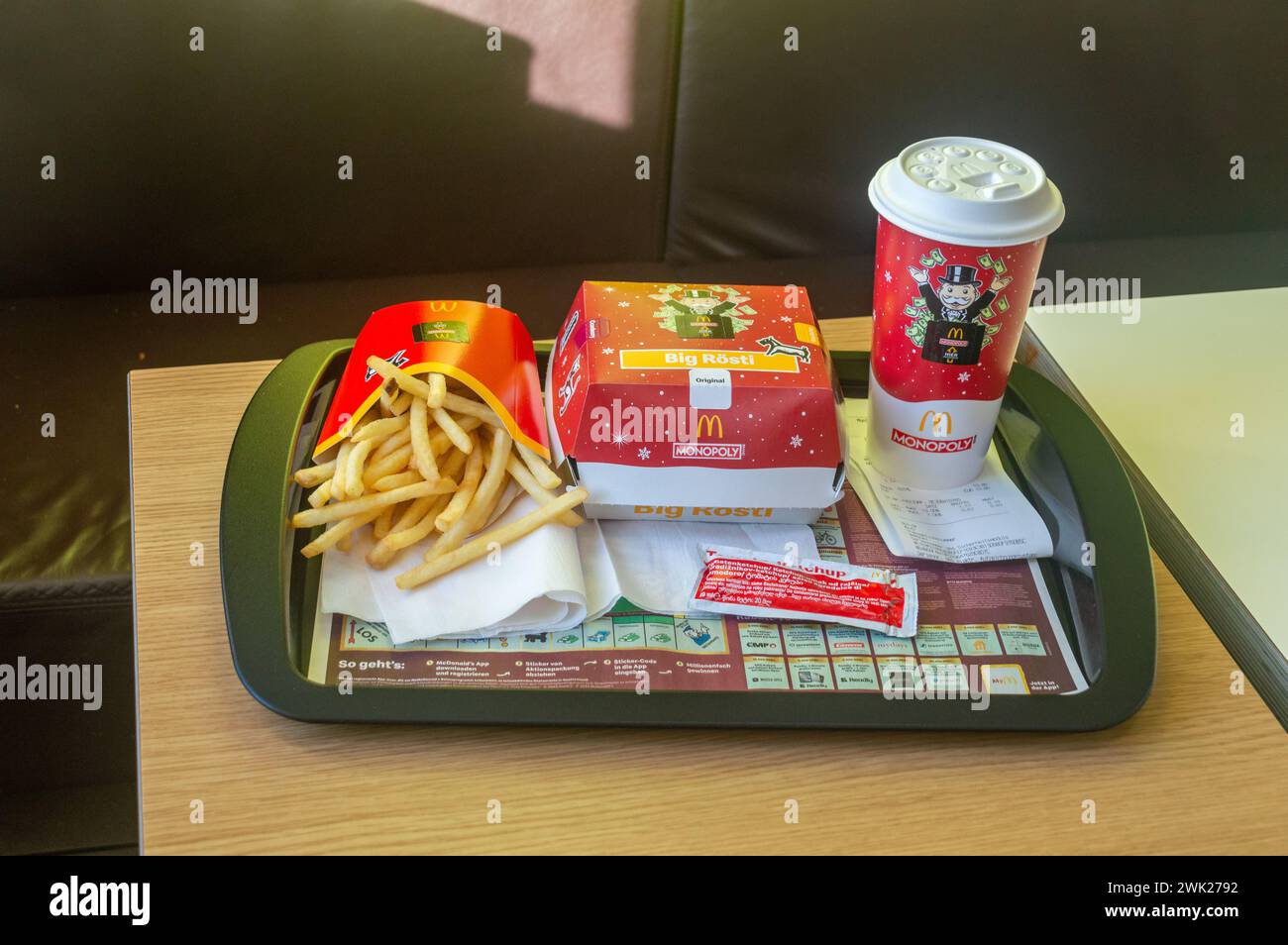 Mannheim, Germany December 17, 2023 McDonald's Big Rosti meal with Big Rosti burger, french