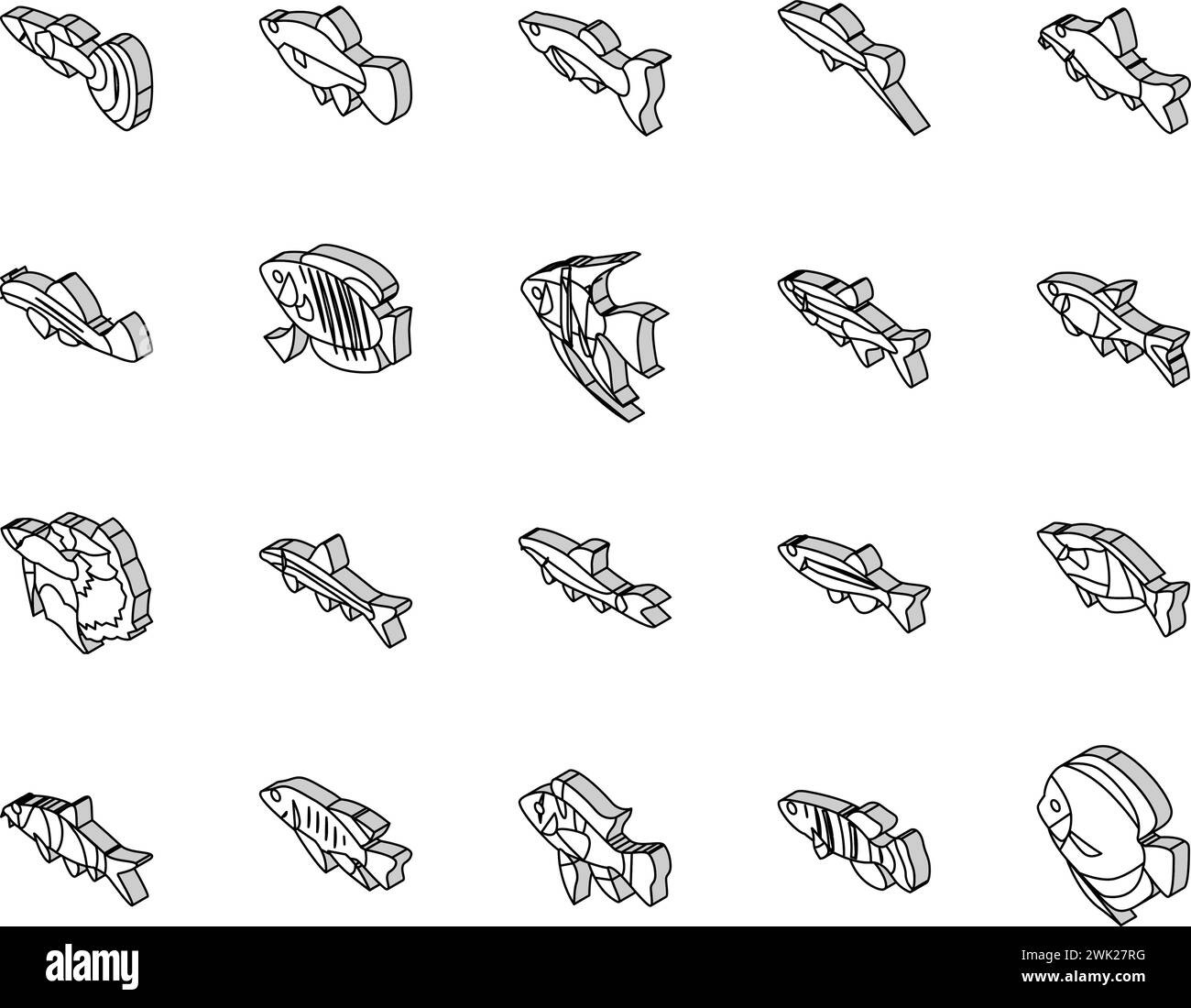 Aquarium Fish Tropical Animal isometric icons set vector Stock Vector ...