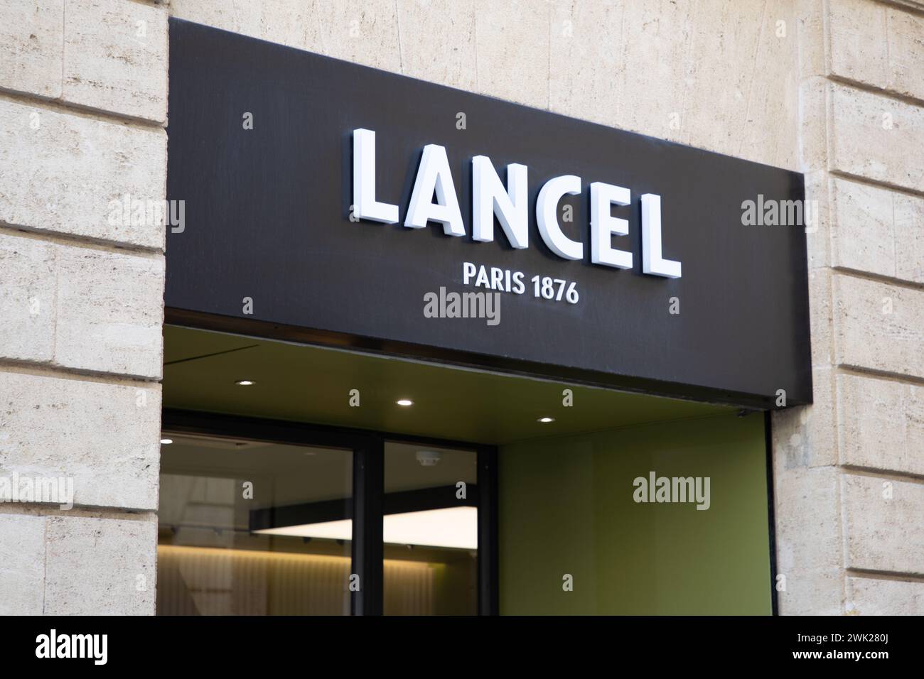 Bordeaux , France -  02 15 2024 : lancel paris shop text brand and sign logo facade store chain of luxury fashion french Stock Photo