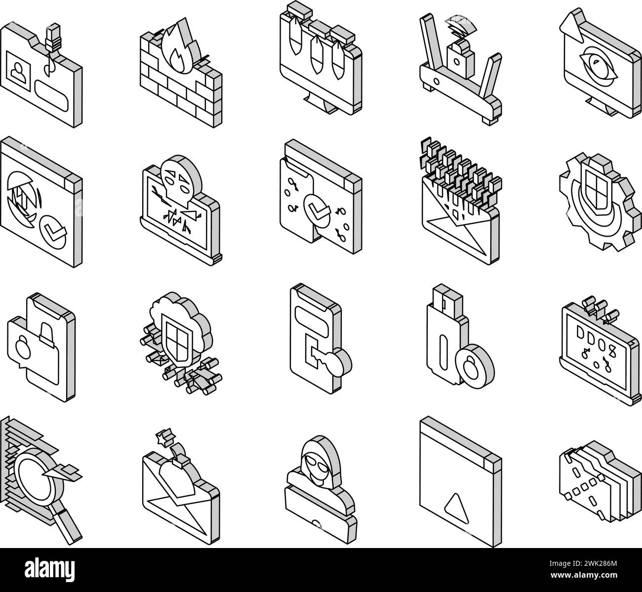 Internet Security Collection isometric icons set vector Stock Vector ...