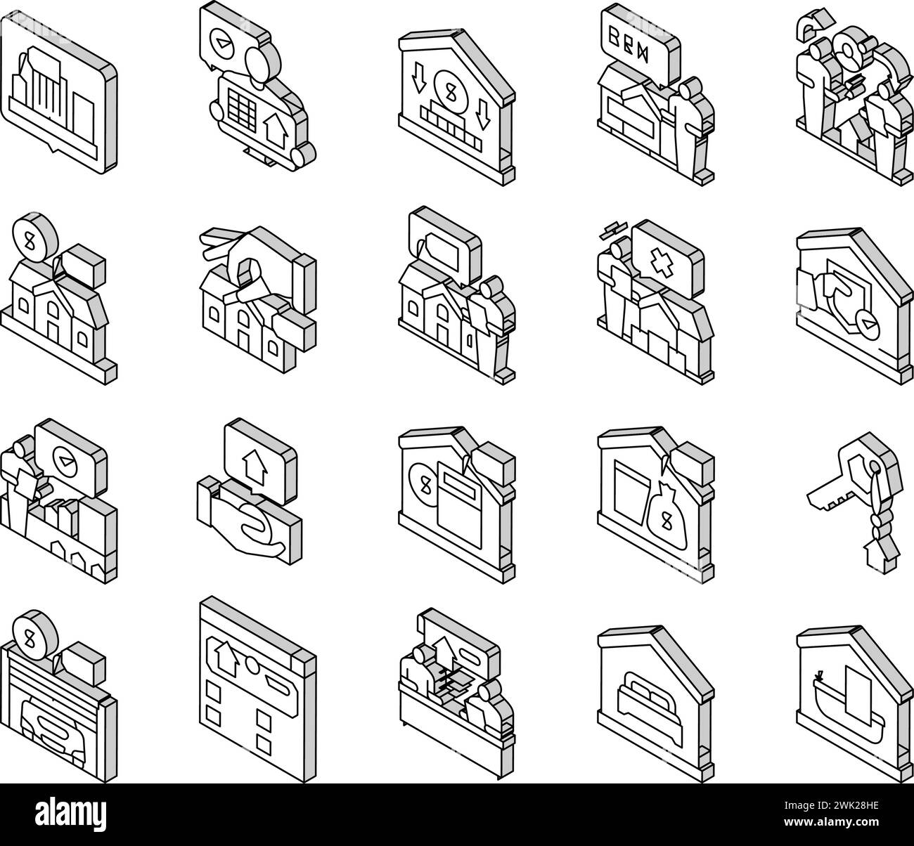 property estate home house real isometric icons set vector Stock Vector ...