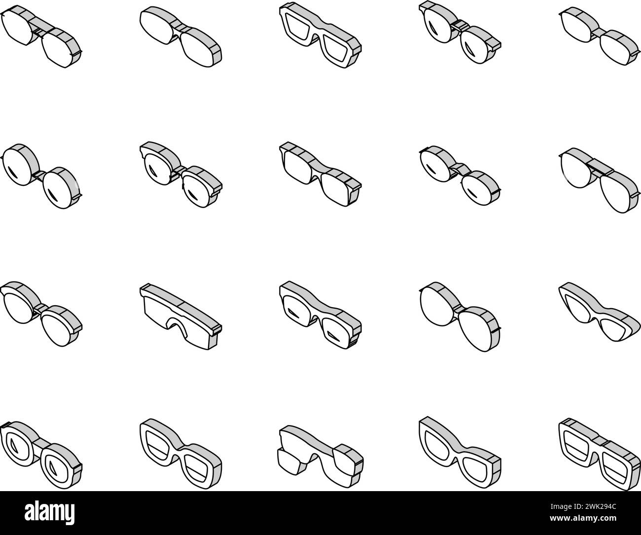 glasses optical style frame isometric icons set vector Stock Vector ...