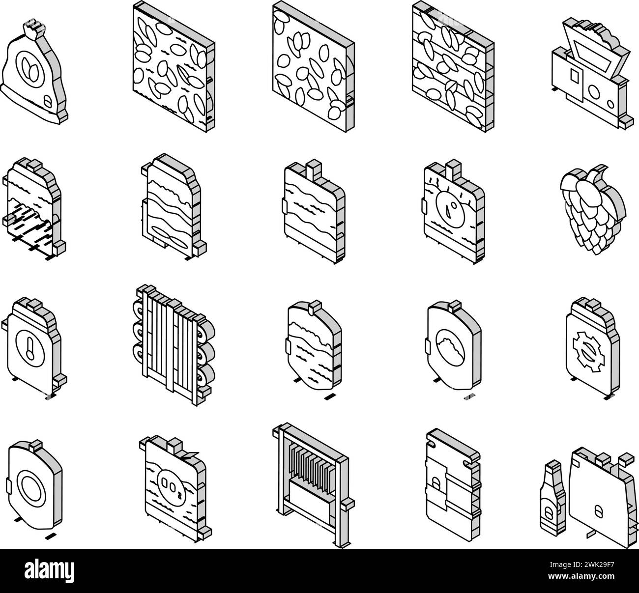 beer production brewery factory isometric icons set vector Stock Vector ...