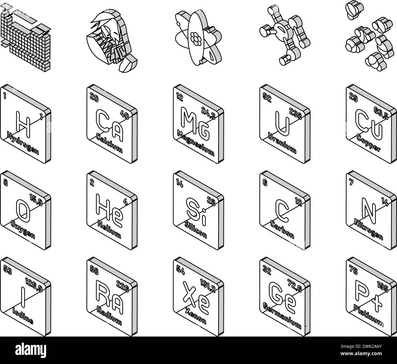 chemical science chemistry isometric icons set vector Stock Vector ...