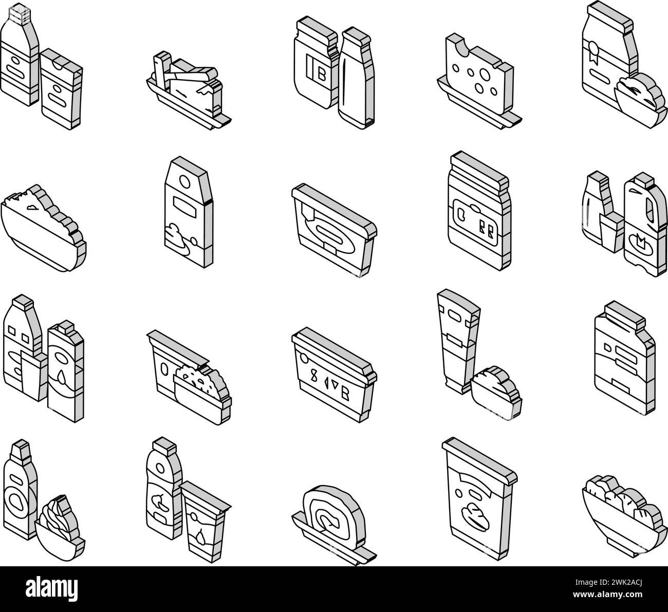 milk product dairy drink fresh isometric icons set vector Stock Vector ...