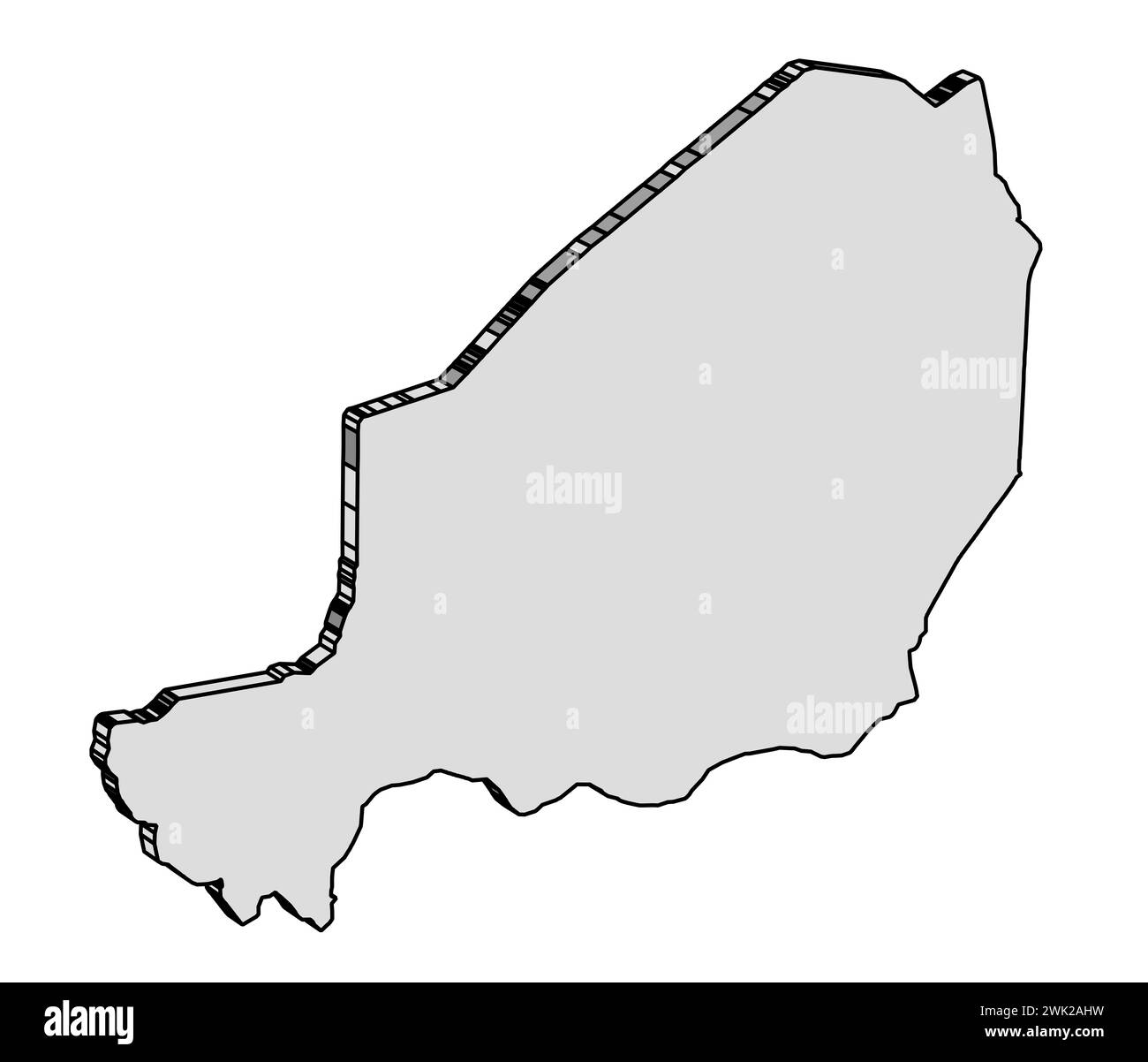 Niger 3D outline silhouette map over a white background Stock Photo