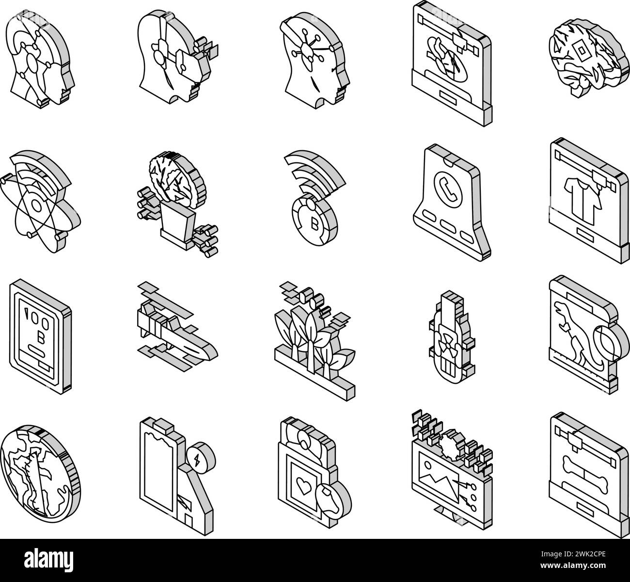 future techology digita modern isometric icons set vector Stock Vector ...
