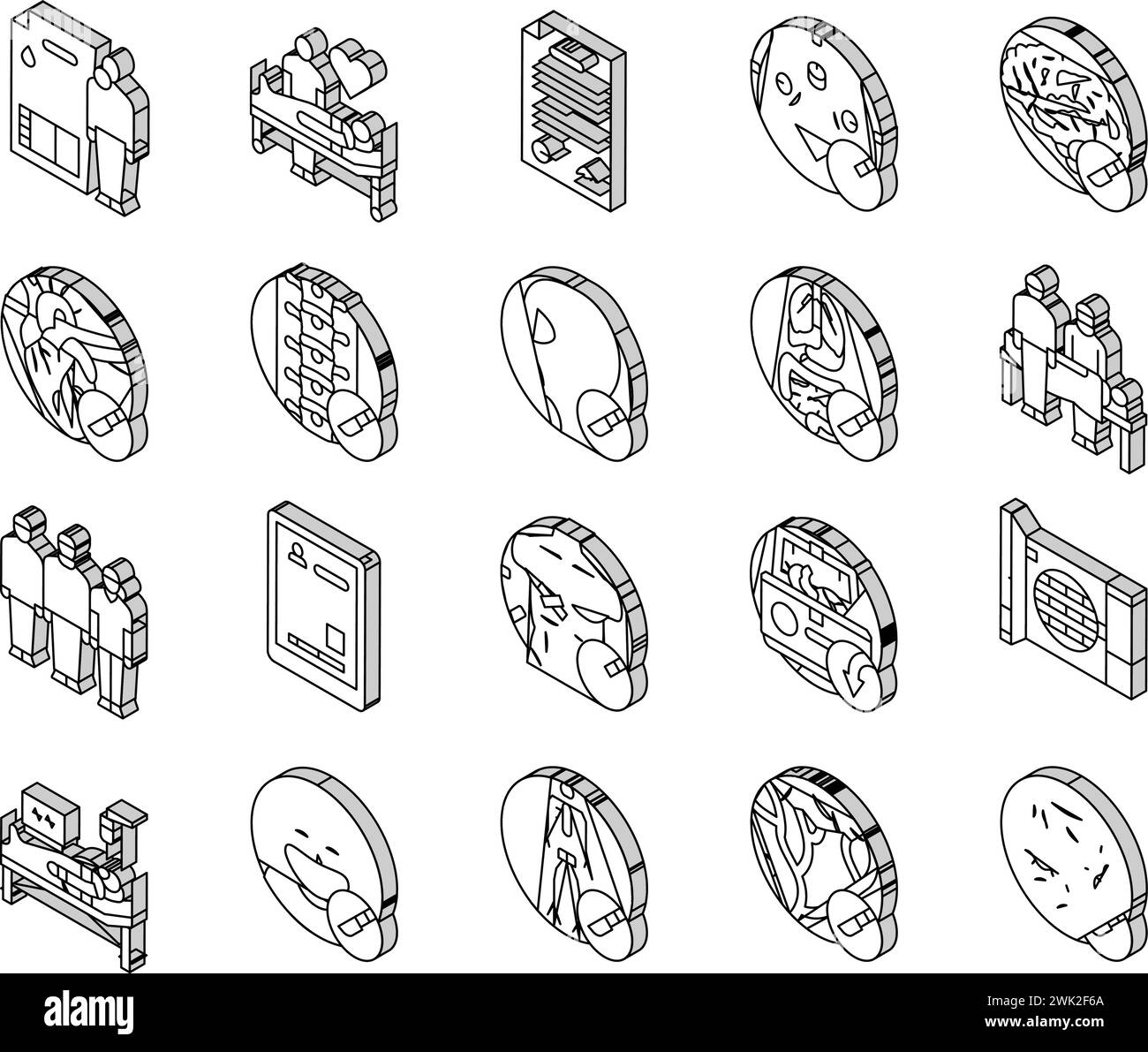 surgeon doctor hospital isometric icons set vector Stock Vector