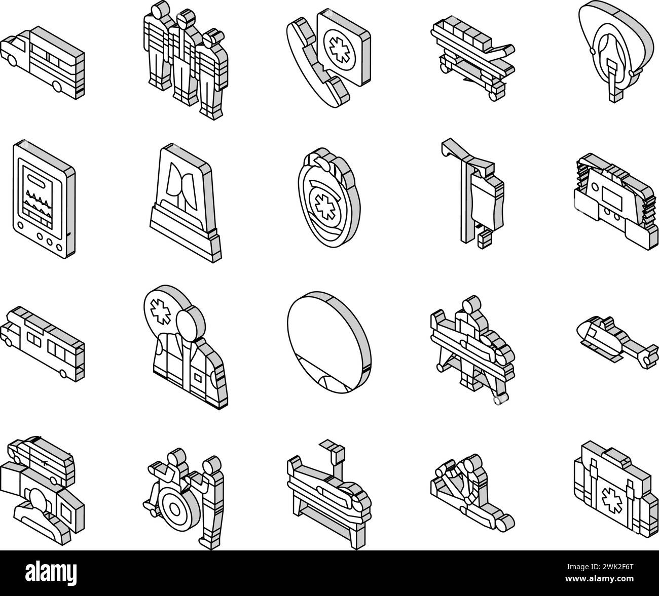 ambulance doctor hospital isometric icons set vector Stock Vector Image ...
