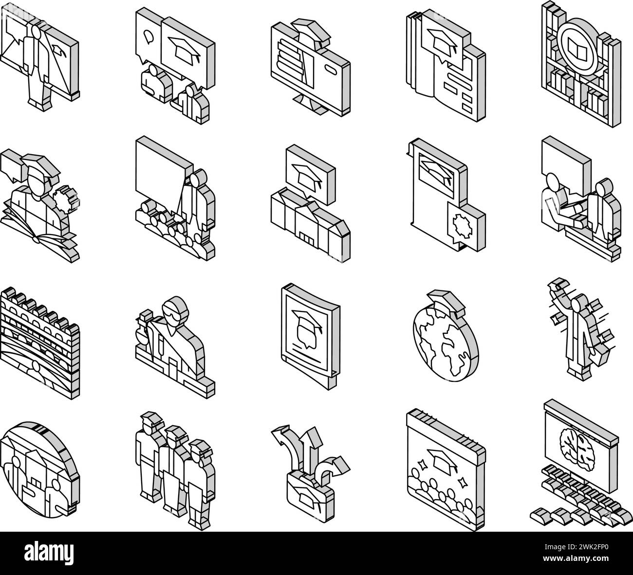 college teacher student class isometric icons set vector Stock Vector ...