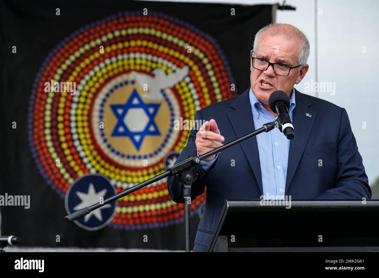 Sydney, Australia. 18th Feb, 2024. Thousands of people participated in a rally on February 18th in Central Sydney in support of Jewish Australians, amidst rising antisemitism. The rally was organized by the Christian group Never Again Is Now. Antisemitic incidents have surged in Australia since the conflicts between Israel and Hamas broke out last October. Former Prime Minister of Australia, Scott Morrison, gave a speech during the rally condemning antisemitism. Credit: George Chan/Alamy Live News Stock Photo