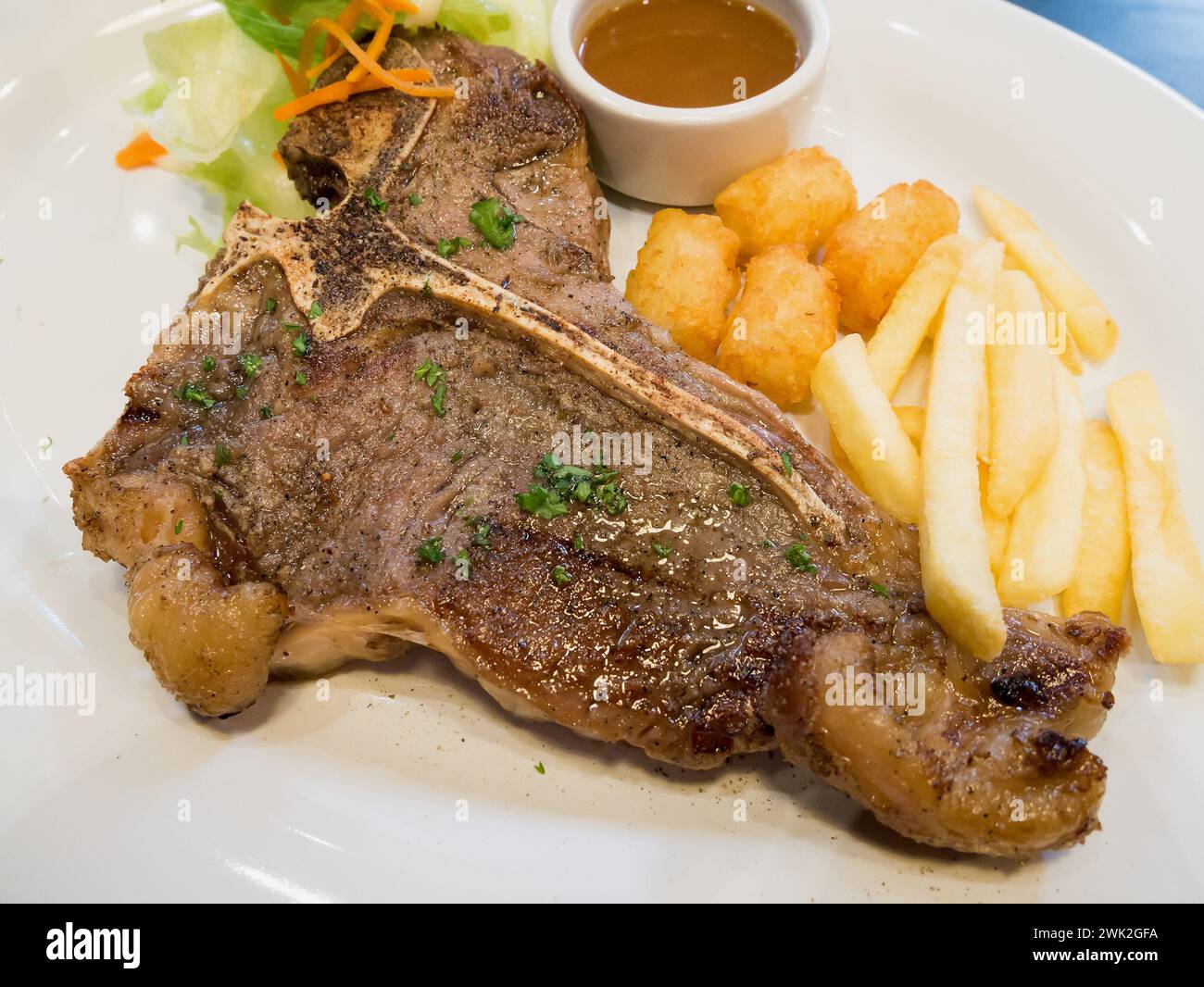 T bone steak potato salad hi-res stock photography and images - Alamy