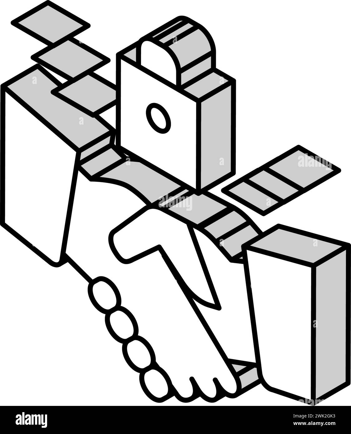 handshake padlock isometric icon vector illustration Stock Vector Image ...