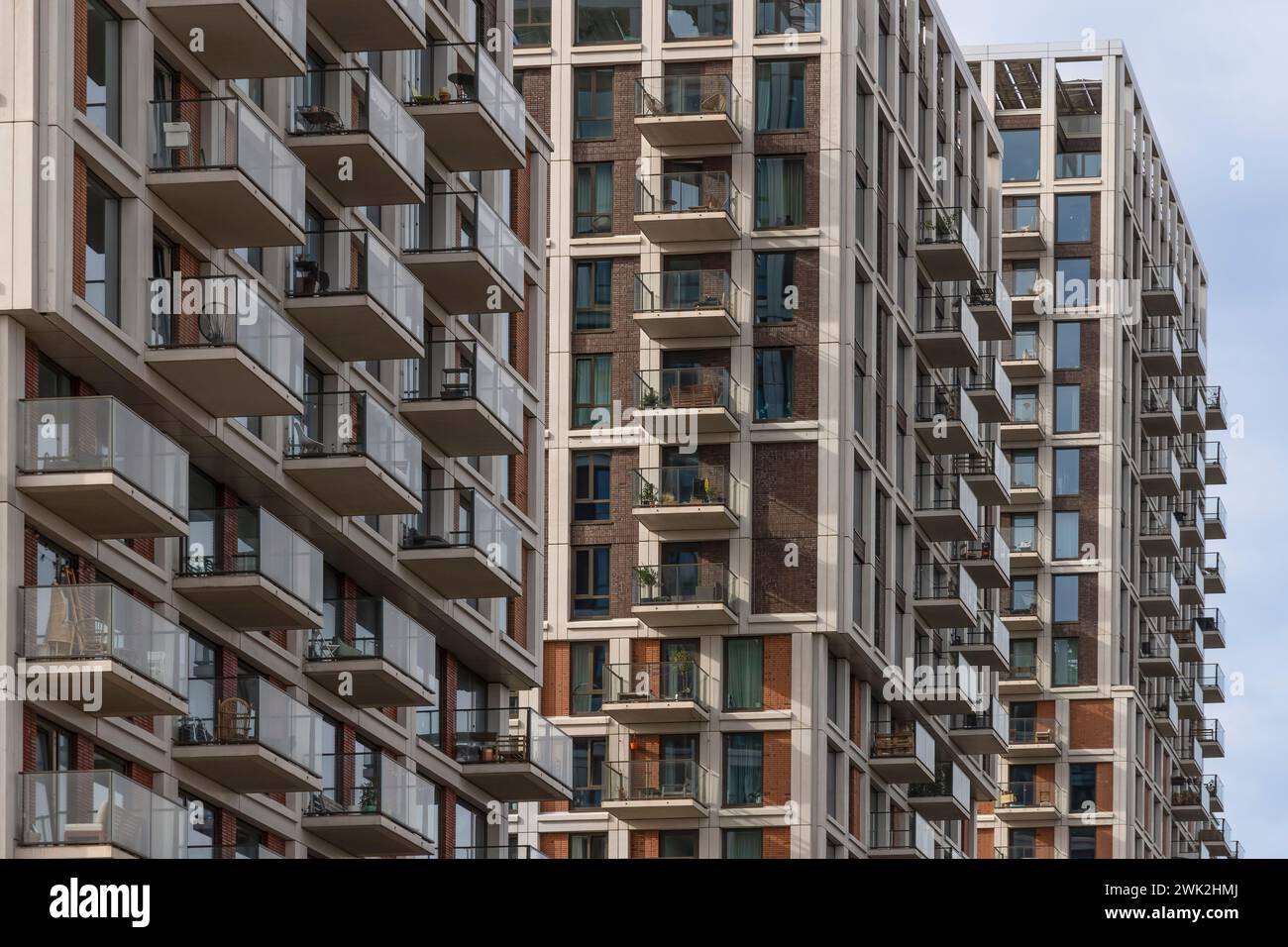 Modern high-rise apartments with balconies in Amsterdam. Stock Photo