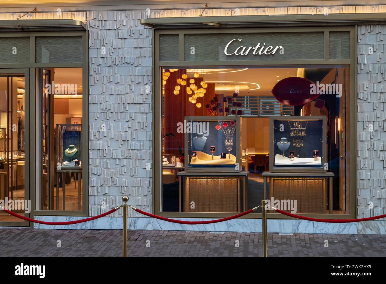 Luxury fashion store CARTIER in the P.C.Hooftstraat in Amsterdam, the most luxurious shopping street in the Netherlands. Stock Photo