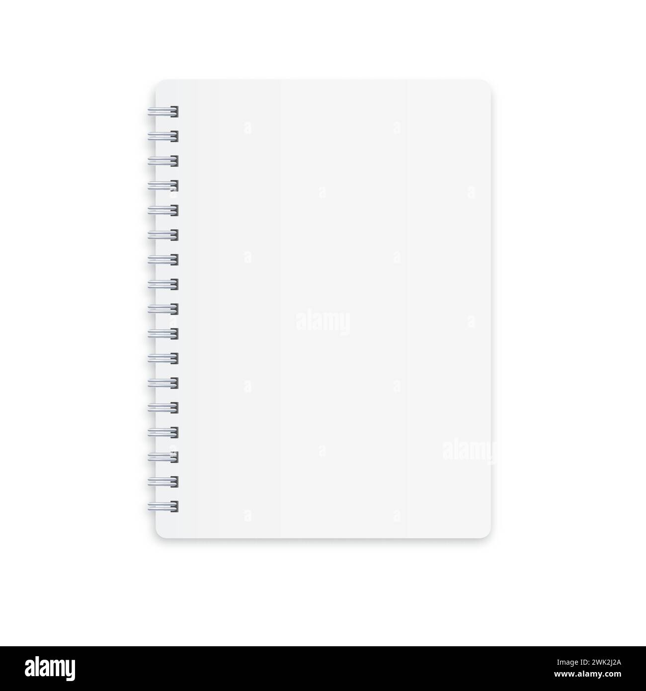 White notebook on a white background .Paper mocap for inscription .Business diary .Vector ,Illustration. Stock Vector