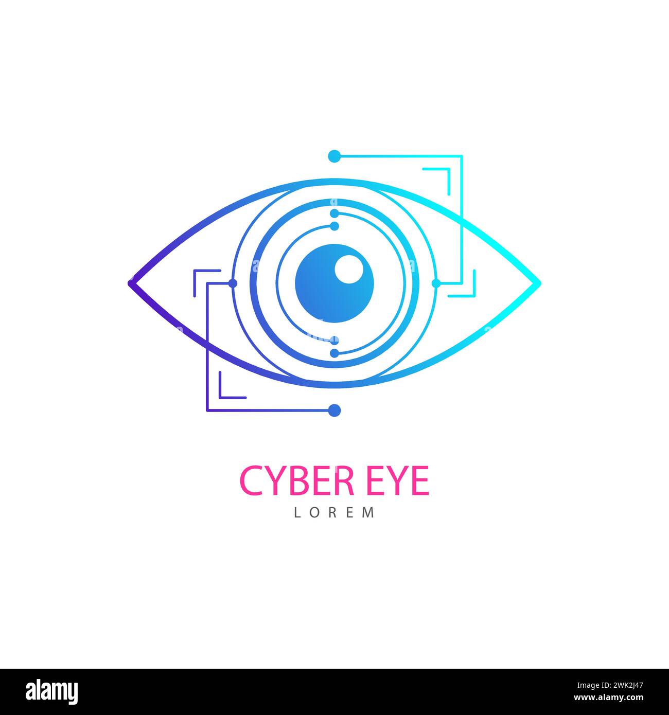 Eye Scanner Logo .Cyber eye on a white background .Electronic nanotechnology .Technologies of the future .Vector illustration . Stock Vector