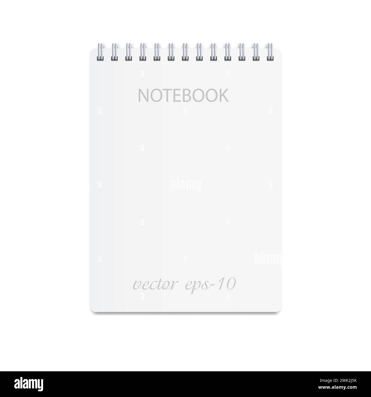 White notebook on a white background .Paper mocap for inscription .Business diary .Vector ,Illustration. Stock Vector